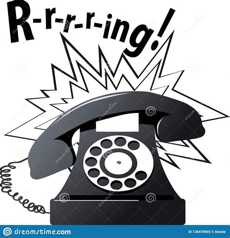 Clip Art Of A Vintage Telephone Ringing Stock Vector Illustration Of