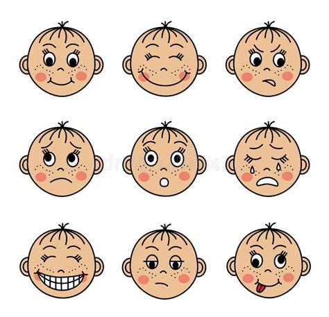 Set Childrens Faces With Different Emotions Stock Vector Image 41052814
