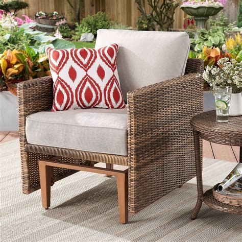 Better Homes And Gardens Davenport Patio Wicker Glider Chair With Beige