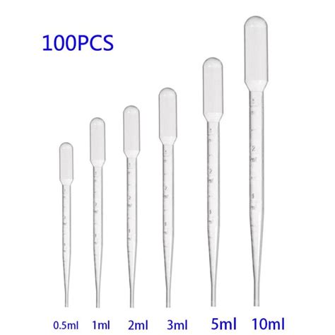 100PCS Plastic Pipette 1 2 3 5 ML Lab Pipette Plastic Disposable With