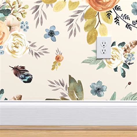 Spoonflower Peel And Stick Wallpaper 9ft X 2ft Western Autumn Florals