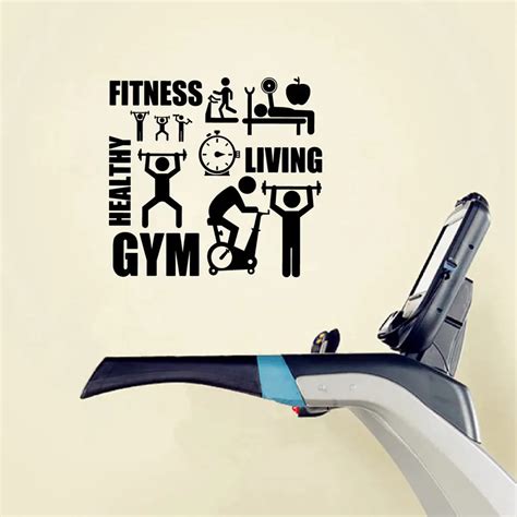 Exercise Gym Wall Sticker Quotes Decor Fitness Healty Living Vinyl Wall