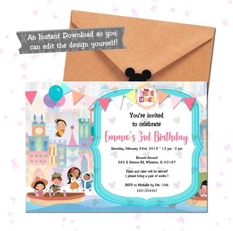 Diy Party Invitations Its A Small World 1st 2nd 3rd Etsy