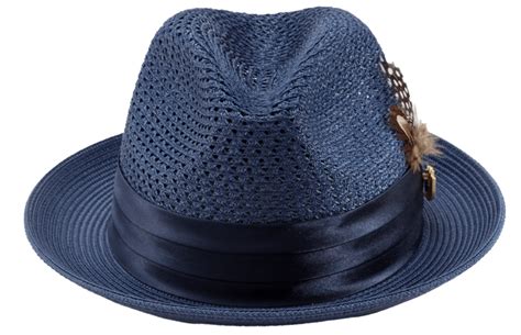 Montique H 34 Mens Straw Fedora Hat Navy Abby Fashions
