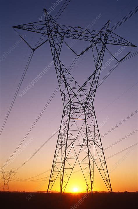 Electricity Pylon At Sunset Stock Image T1940359 Science Photo