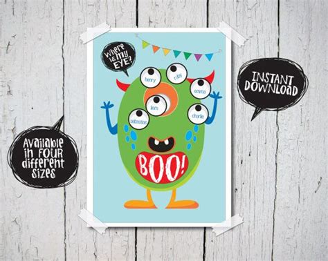 Monster Party Game Pin The Eye On The Monster Party Etsy Monster