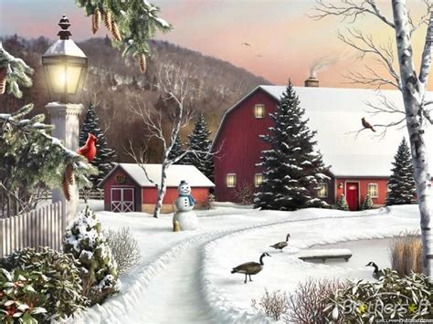 Winter On The Farm Active Christmas Scenes Christmas Paintings Winter Scenery