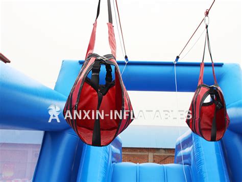 Inflatable Zipper Game Zipline Slide 15x4x45m