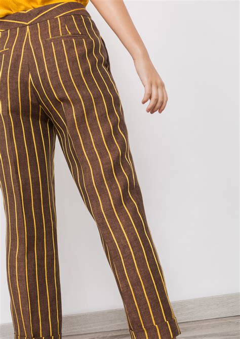 Brown Striped Trousers