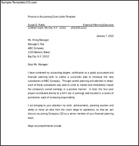 Accounting Employement Cover Letter Word Template Free Download