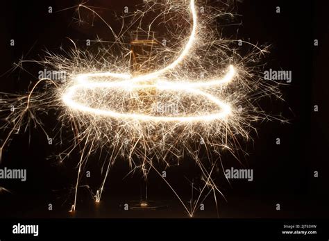 A Sparkler Long Exposure Effect On A Black Background Stock Photo Alamy