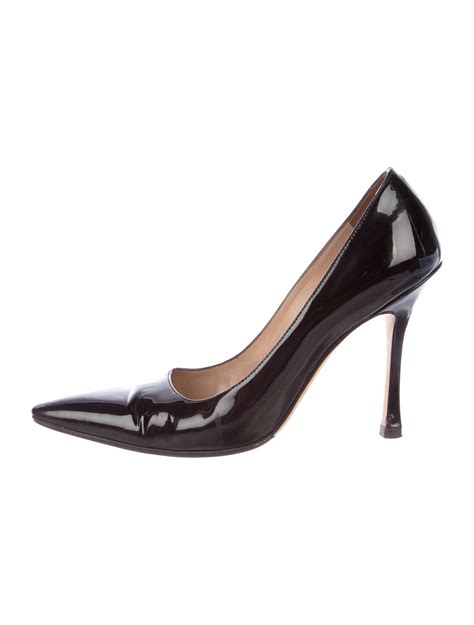 Manolo Blahnik Patent Leather Pointed Toe Pumps Shoes Moo84996