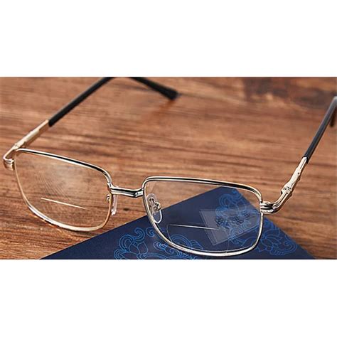 Minclmen Women Metal Frame Bifocal Reading Glasses Hyperopia Diopter 10 To 40 Presbyopia