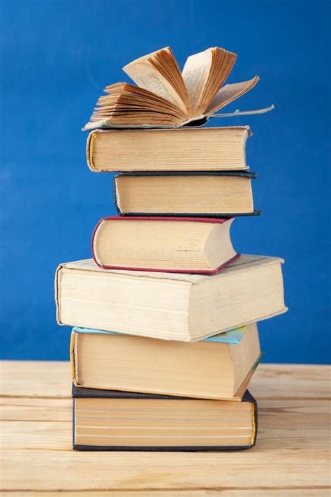 Stack Of Books On The Shelf Pile Of Old Books Stock Image Image Of