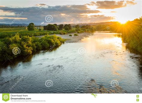 Beautiful Sunset Over A River Stock Image Image Of Azure
