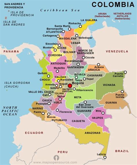 Departamentos Y Capitales De Colombia Tierra Colombiana Mapa De