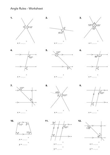 Parallel Line Angle Rules Worksheet Teaching Resources