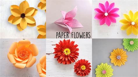 6 Easy Paper Flowers Flower Making Diy Youtube