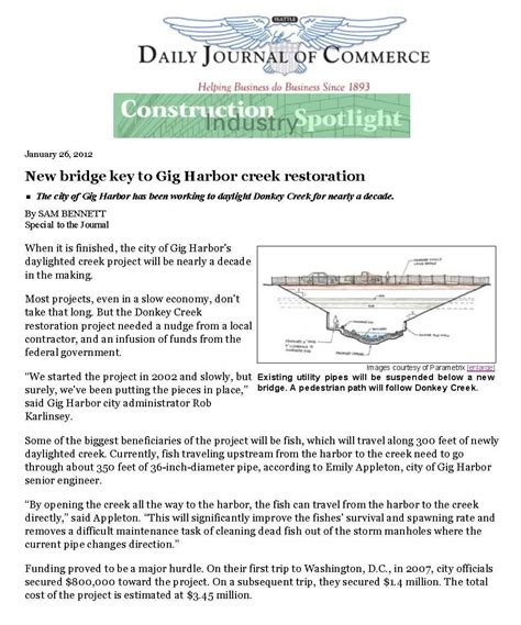 Donkey Creek Featured In The Daily Journal Of Commerce Nakano Associates