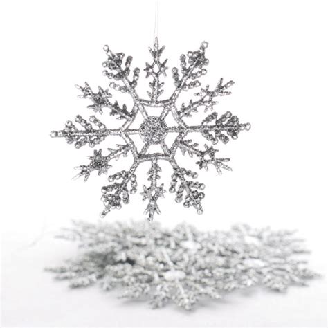Silver Glitter Snowflake Ornaments Snow Snowflakes Glitter