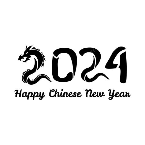 Black 2024 Dragon Chinese New Year Design Vector Year Of The Dragon