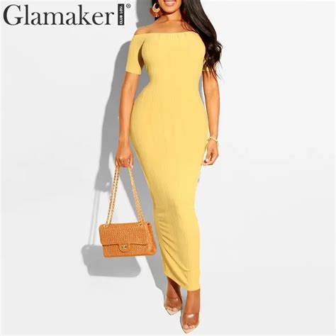 Glamaker Backless Knit Off Shoulder Maxi Dress Women Summer Long Bodycon Dress 2019 Elegant