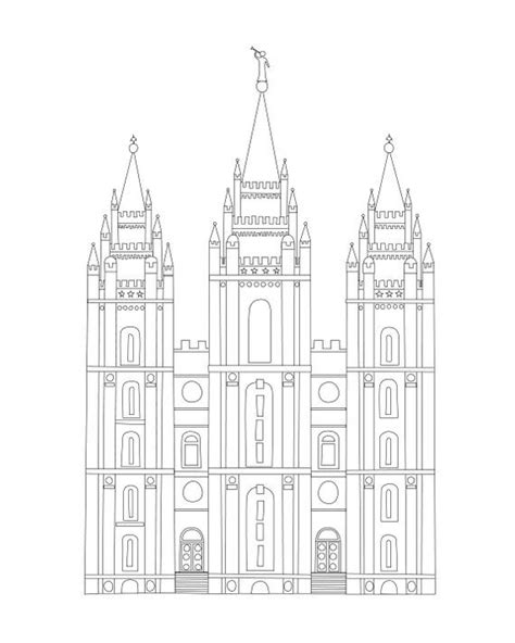 Printable Salt Lake City Lds Temple Coloring Page Pdf Digital File