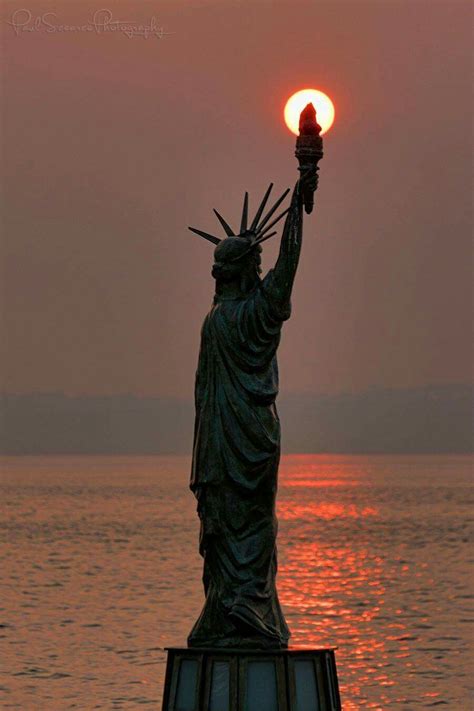 Mini Statue Of Liberty At Alki Beach Park In West Seattle Smoke From