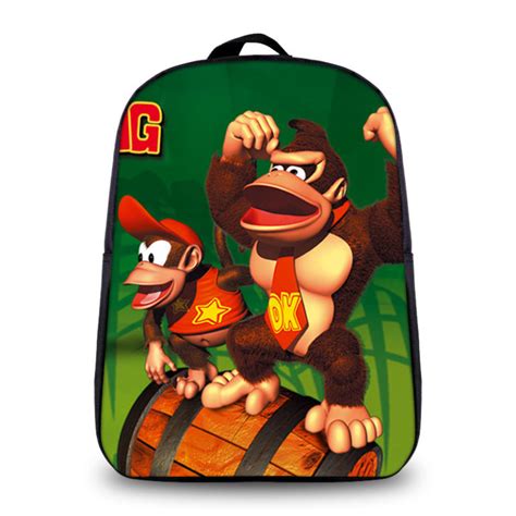 12″ Donkey Kong Backpack School Bag For Kids Baganime
