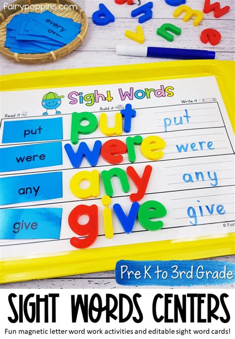 Sight Word Activities Magnetic Letters Fairy Poppins