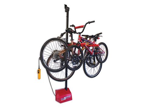 A unique pulley locking mechanism on this bicycle lift quickly hoists your bike for easy storage, giving you extra space in your garage. ProLift Motorized Bike Lift