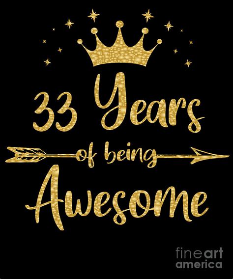 Womens 33 Years Of Being Awesome Women 33rd Happy Birthday Print