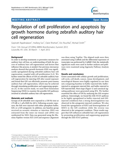 Pdf Regulation Of Cell Proliferation And Apoptosis By Growth Hormone