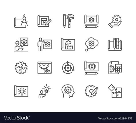 Line Engineering Design Icons Royalty Free Vector Image