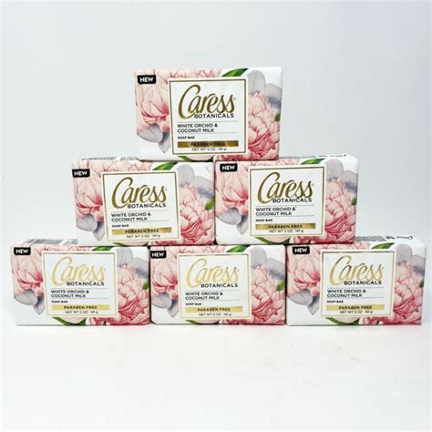 Lot Of 6 Caress Botanicals White Orchid And Coconut Milk Bar Soap 5 Oz