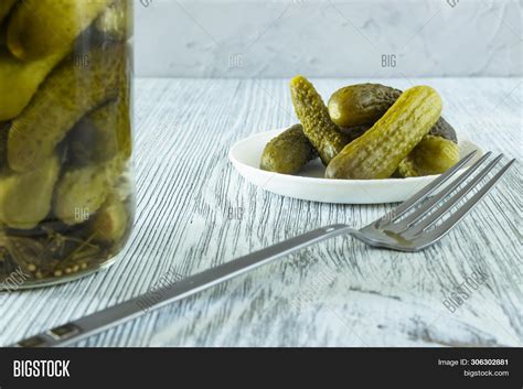 Pickled Gherkins Glass Image And Photo Free Trial Bigstock