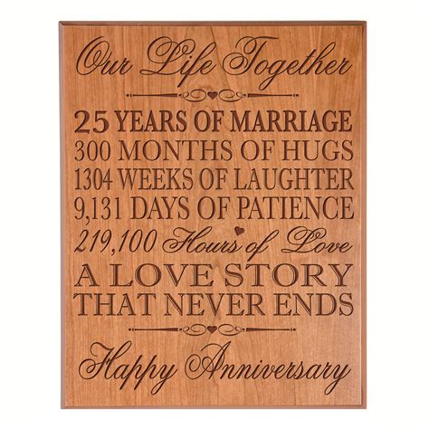 25th Wedding Anniversary Wall Plaque Our Life Together 12x15
