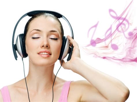 Beautiful Woman Wearing Headphones Listening To Music Pictures Free