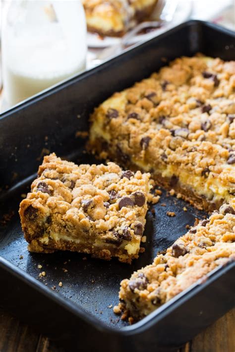Cream Cheese Stuffed Peanut Butter Chocolate Chip Cookie Bars Spicy