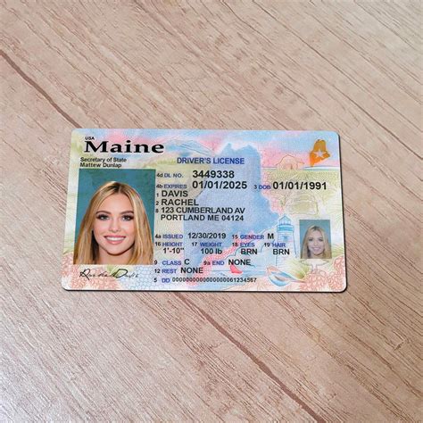 Authentic Maine Driver License Template