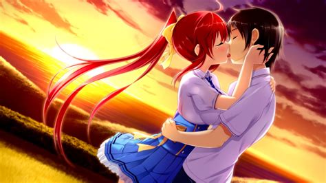 Anime School Uniform Kissing Ano Harewataru Sora Yori Takaku Akatsuki Arisa Visual Novel