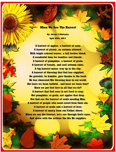 Christian Images In My Treasure Box Fall Harvest Poem Posters