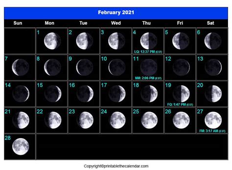 February Full Moon Calendar 2021 Printable The Calendar