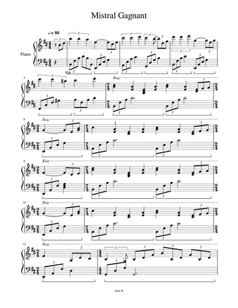 Print And Download In Pdf Or Midi Mistral Gagnant Renaud Free Sheet