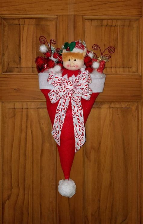 Christmas Holiday Upside Down Whimsical Elf Santa Hat Door Etsy