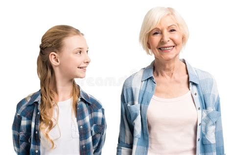 Portrait Of Happy Grandmother And Granddaughter Stock Image Image Of