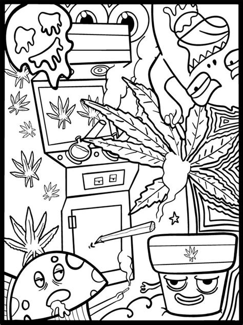 Get hold of these colouring sheets that are full of trippy pictures and involve your kid in painting them. Funny Stoner Coloring page for adults Illustration Stoner ...