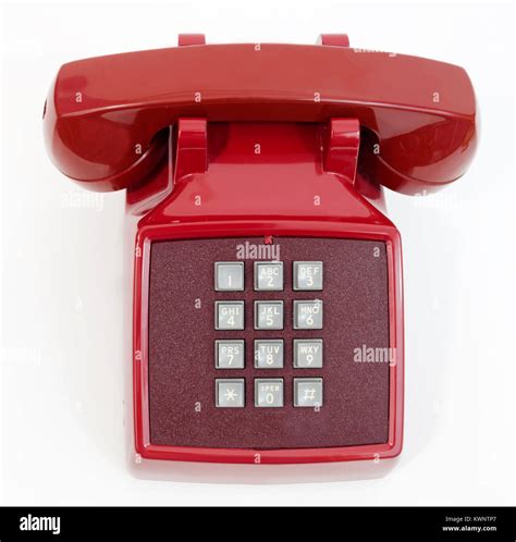 Vintage Red Push Button Phone Isolated Stock Photo Alamy