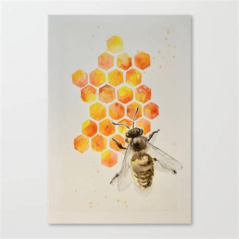 Honey Bee Canvas Print By Aya Devin Medium Bee Painting Honeybee