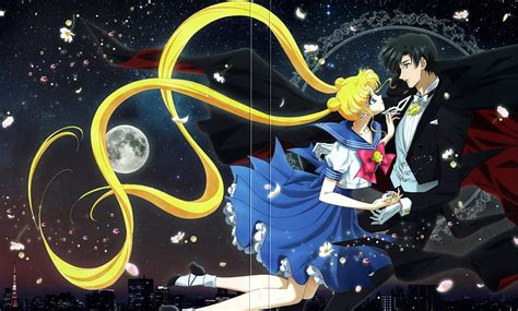 Sailor Moon And Tuxedo Mask Moon Anime Love Sailor Moon Couple Blue Stars HD Wallpaper